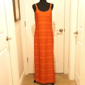 Vintage ShapeFx Maxi Cut Orange Sleeveless, Scoop Neck Dress with Side Slit